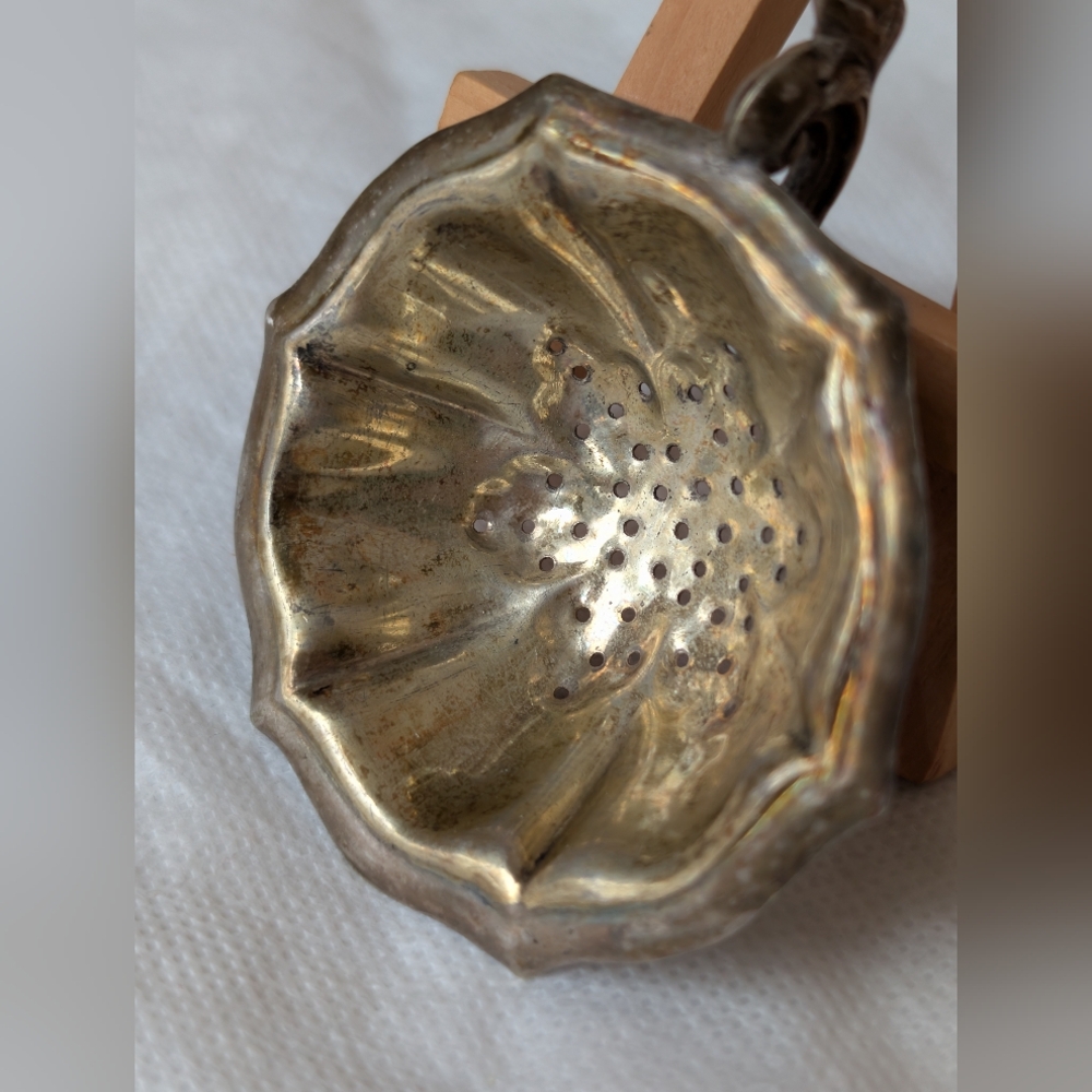 Antique Silver Sugar Sifter Strainer | Germany | Patina | Immigrant Heirloom - Picture 2 of 7